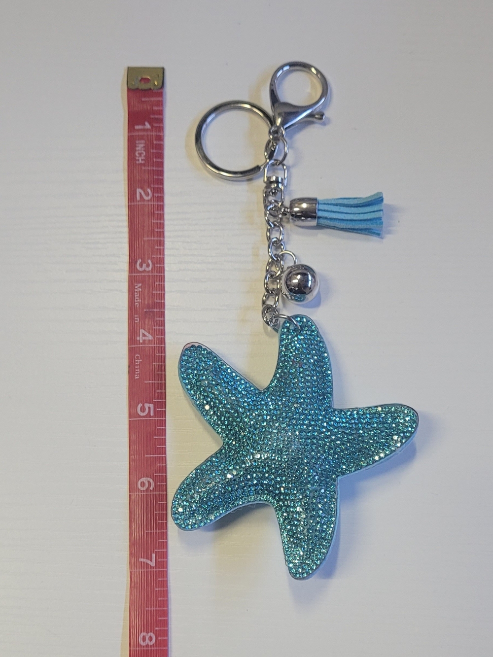 Ocean Colored Starfish Keychain with Tassel